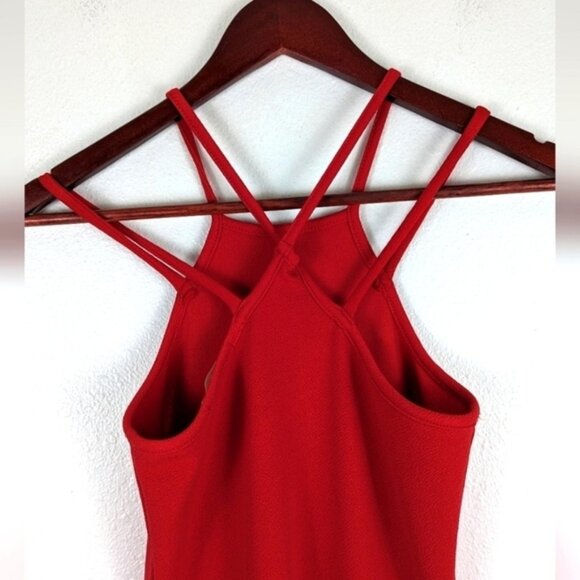 Gaze USA Small Bright Red Strappy Lattice Mini Dress Flirty Fit and Flare‎ - Picture 6 of 8